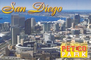 2004 San Diego CA Petco Park Baseball stadium Aerial of City 6.5x4.5 Postcard