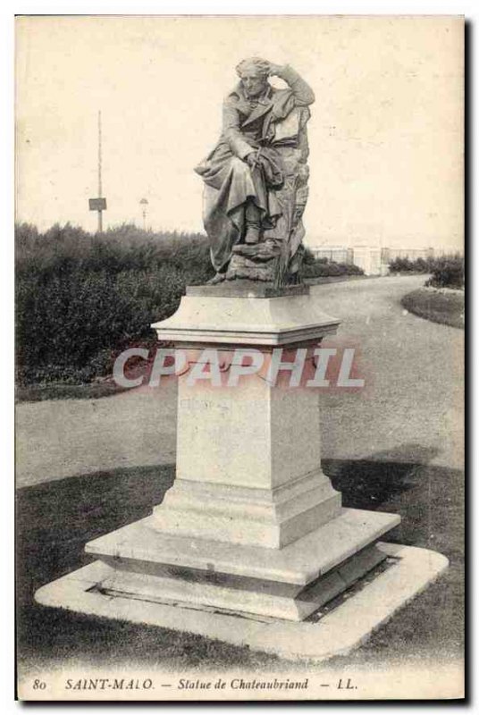 Postcard Old Saint Malo Statue of Chateaubriand