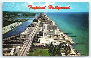 VINTAGE TROPICAL HOLLYWOOD FLORIDA INLAND WATERWAY ATLANTIC OCEAN POSTCARD P3425