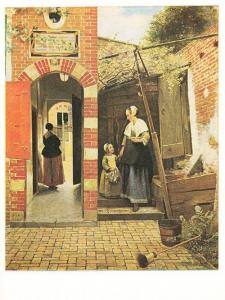 Pieter De Hoogh The Courtyard Of A House In Delft Old Flemish Painting Postcard