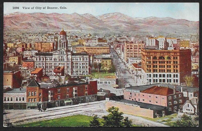 City of Denver Bird's Eye View Colorado Unused c1910s