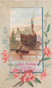 1880s-90s Pinkhams Vegetable Compound Man Fishing Boat Bridge S Dresden ME  P4 