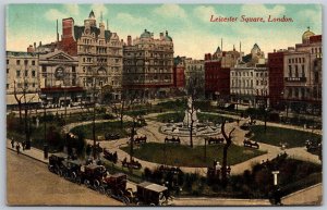 Vtg London England Leicester Square Park Street View Old Cars 1910s Postcard