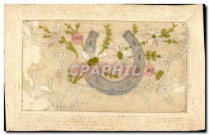 Old Postcard Fantasy Flowers horseshoe Embroidery