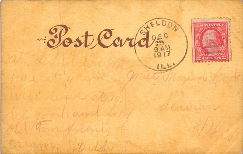 H76/ Sheldon Illinois Postcard c1917 Sheldon High School Building  94