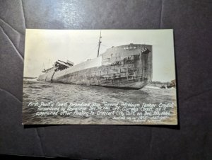 Mint USA Ship PPC Postcard First Pacific Coast Torpedoed Ship Tanker Emidio