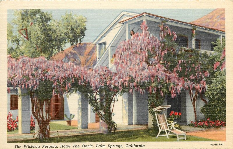 Willard Linen Postcard Wisteria Pergola Hotel The Oasis Palm Springs CA
