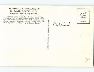 Unused Pre-1980 MINT CASINO HOTEL STEAKHOUSE AND LOUNGE Las Vegas NV B1124