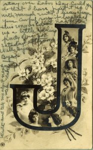 RPPC Pretty Ladies in Letter J Alphabet Real Photo Postcard 1907