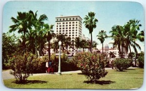 Postcard - Bayfront Park with Columbus Hotel - Miami, Florida