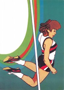 Artwork By Robert Peak, Used For Design Of Women High Jump Stamp  