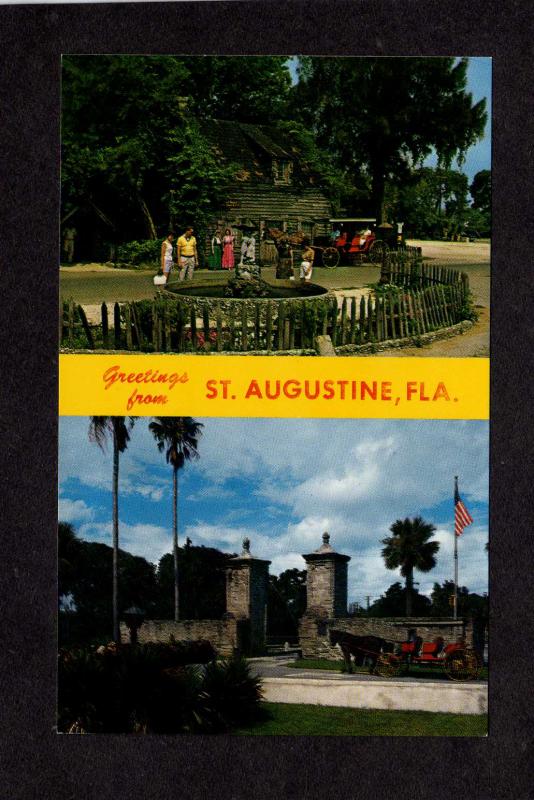 FL Greetings From St Augustine Florida Postcard School House City Gate PC