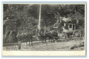 c1905 Old Stage Coach Plying Between Charlestown NH Springfield VT Postcard 