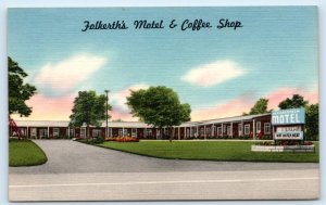 ALDEN, NY New York ~ FOLKERTH'S MOTEL & Coffee Shop c1950s  Roadside Postcard