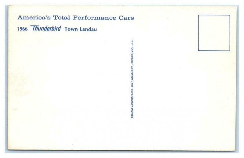 1966 FORD THUNDERBIRD Town Landau   Automobile Advertising Postcard