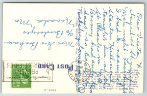 Natchez Mississippi~Stanton Hall Front View~PM 1950~EC Kropp Vtg Linen Postcard