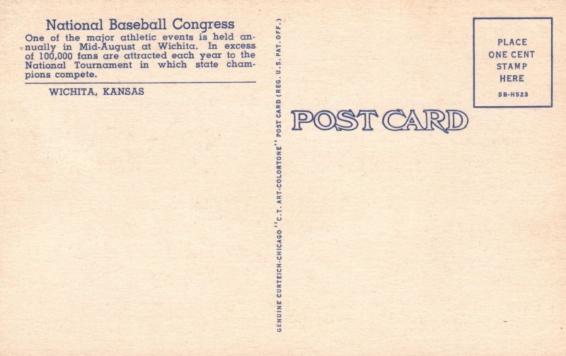 Vintage Postcard National Baseball Congress Major Athletic Events Wichita Kansas