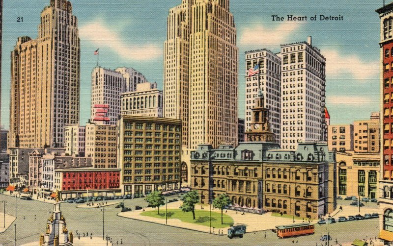 12787 The Heart of Detroit, Michigan 1943