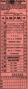 Vintage  Sacramento  California  Trolley Street Car  Ticket Stub