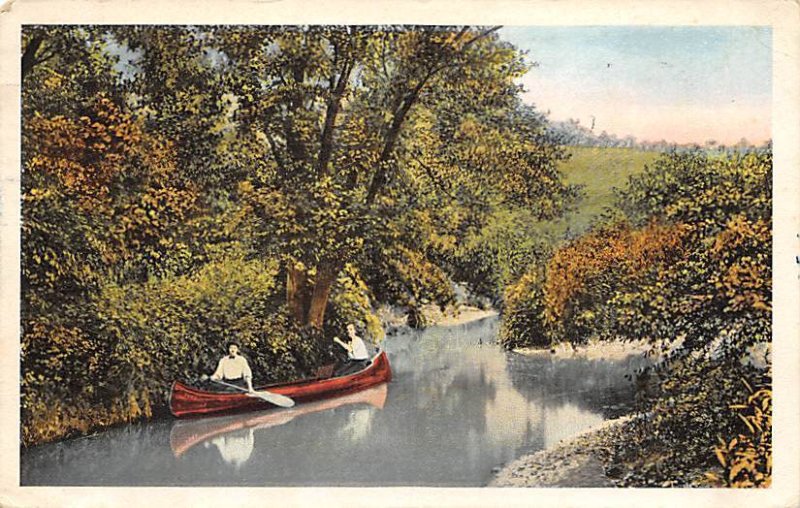 Canoeing down the river Canoe 1919 