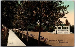 Postcard Brandon Manitoba c1910s Bandstand in the Park