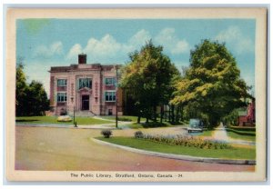 c1940's The Public Library Stratford Ontario Canada Antique Posted Postcard 