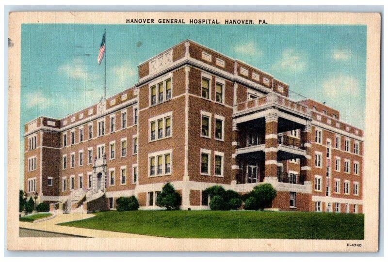 1948 Hanover General Hospital Building Hanover Pennsylvania PA Vintage Postcard 