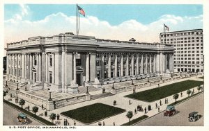 Vintage Postcard 1920's United States Post Office Indianapolis Indiana Ind.