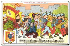 Postcard Old Advertisement Lombart Chocolate Royal March of the Lion Spanish ...