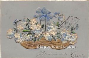 Easter Embroidery Material on front of card Postal Used unknown 