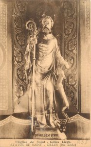 Fine art postcard eglise Saint Gilles Liege Statue
