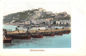 Ehrenbreitstein Rhineland-Palatinate Germany boats pier antique pc Y13805