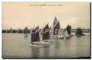 Old Postcard Boat fishing Les Sables d & # 39olonne fishing for Departure