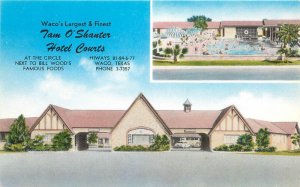 Texas Waco 1950s Tam O'Shanter Hotel Courts Bone Crow Postcard roadside 22-10117