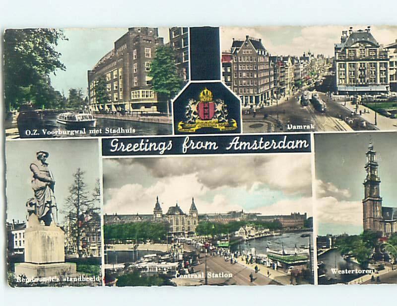 old rppc FIVE SCENES ON POSTCARD Amsterdam Netherlands HM1870