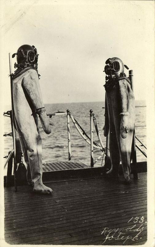 Diving Suits and Diver Helmet (1910s) Joseph Reynolds RPPC Postcard