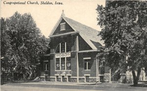 H92/ Sheldon Iowa Postcard c1910 Congregational Church  85