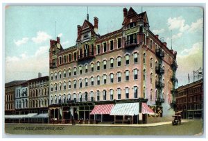 1915 Morton House Building Car Stores Grand Rapids MI Rotograph Antique Postcard