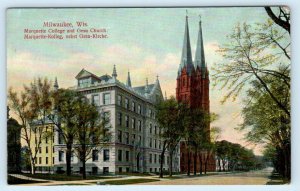 MILWAUKEE, WI Wisconsin ~ MARQUETTE COLLEGE & Gesu Church c1910s   Postcard