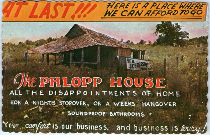 c1970s The Phlopp House Comic Hotel Advertising Postcard Upper Michigan PC A145