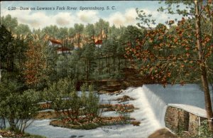 Spartanburg South Carolina Lawsons Fork River Dam c1930-50s Vintage Postcard