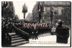 Old Postcard Militaria Paris Review July 14, 1919 Speech of Mr. Scharp US Amb...