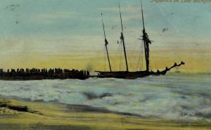 Shipwreck On Lake Michigan MI Vintage Postcard P98