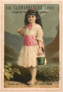 Lot of 4 early chromos lovely drawn children scenes advertising van Cauwenberghe
