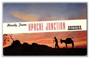 Postcard AZ Howdy From Apache Junction Arizona Banner Card 