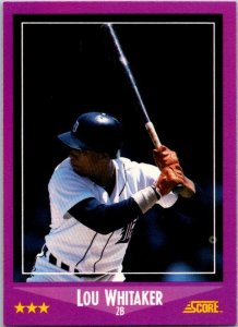 1988 Score Baseball Card Lou Whitaker Detroit Tigers sk3153