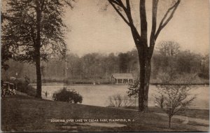 Vtg 1940s Looking Over The Lake Cedar Park Plainfield New Jersey NJ Postcard