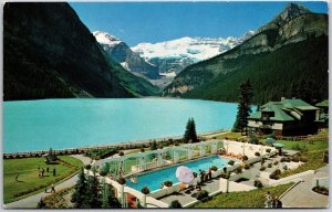 1950's Canadian Rockies Chateau Lake Louise Swimming Pool Hotel Posted Postcard