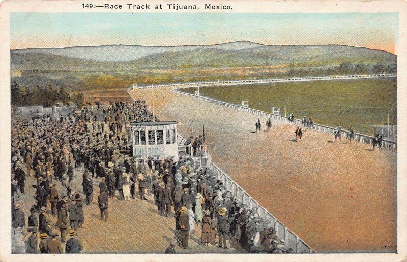 Race Track at Tijuana, Mexico, Early Postcard, Unused