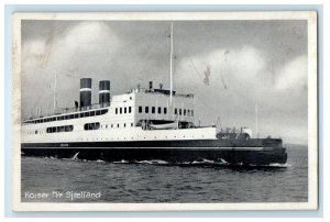 c1940s Korsor M/F Sjaelland Sailing, Denmark Unposted Vintage Postcard